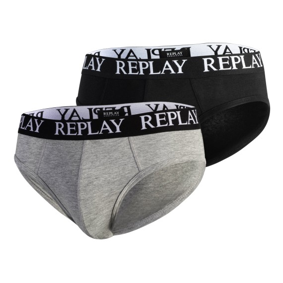 Replay Underwear REPLAY SLIP Basic Cuff Logo 2pcs Bo Grau